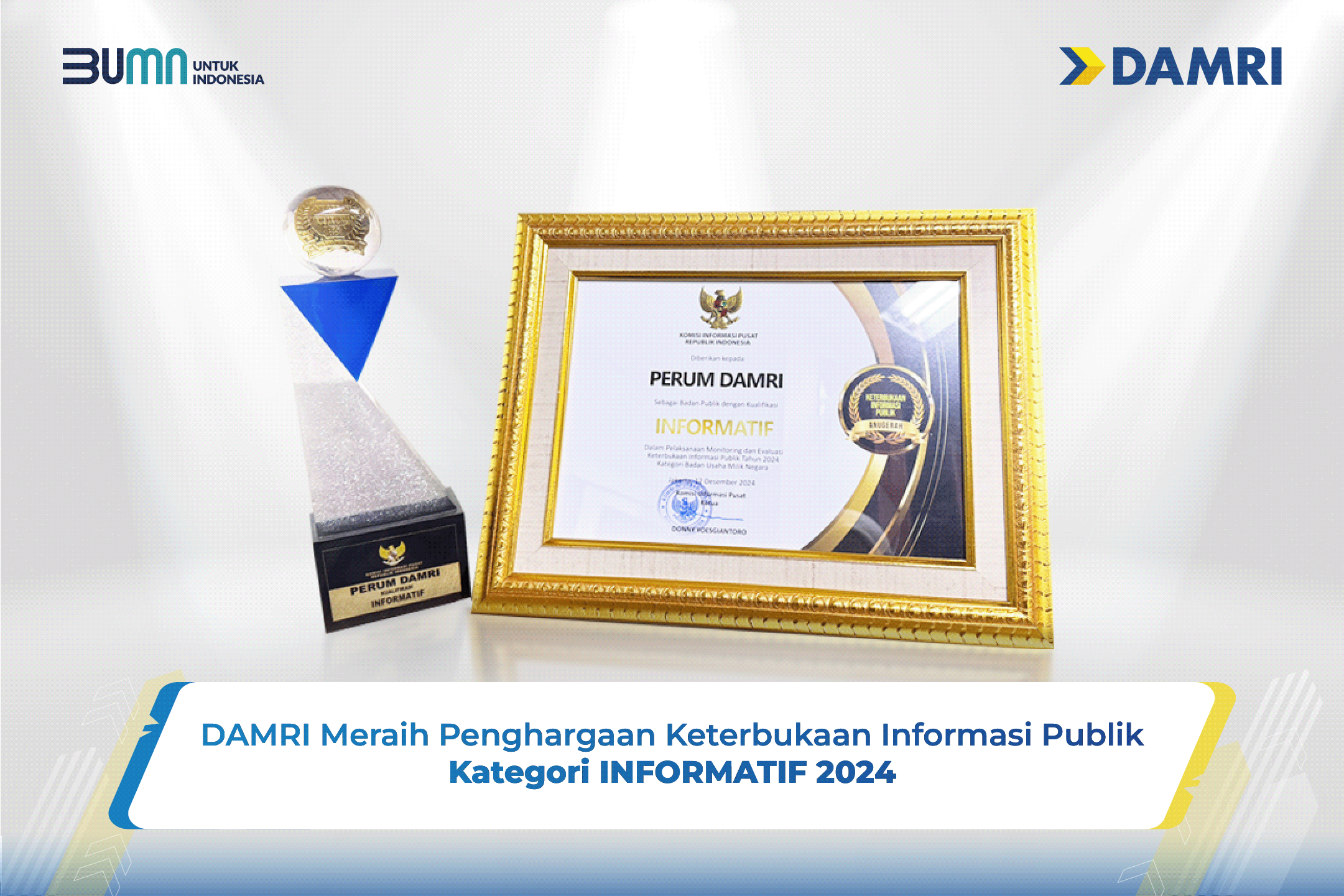 DAMRI Meraih Penghargaan Keterbukaan Informasi Publik Kategori INFORMATIF 2024